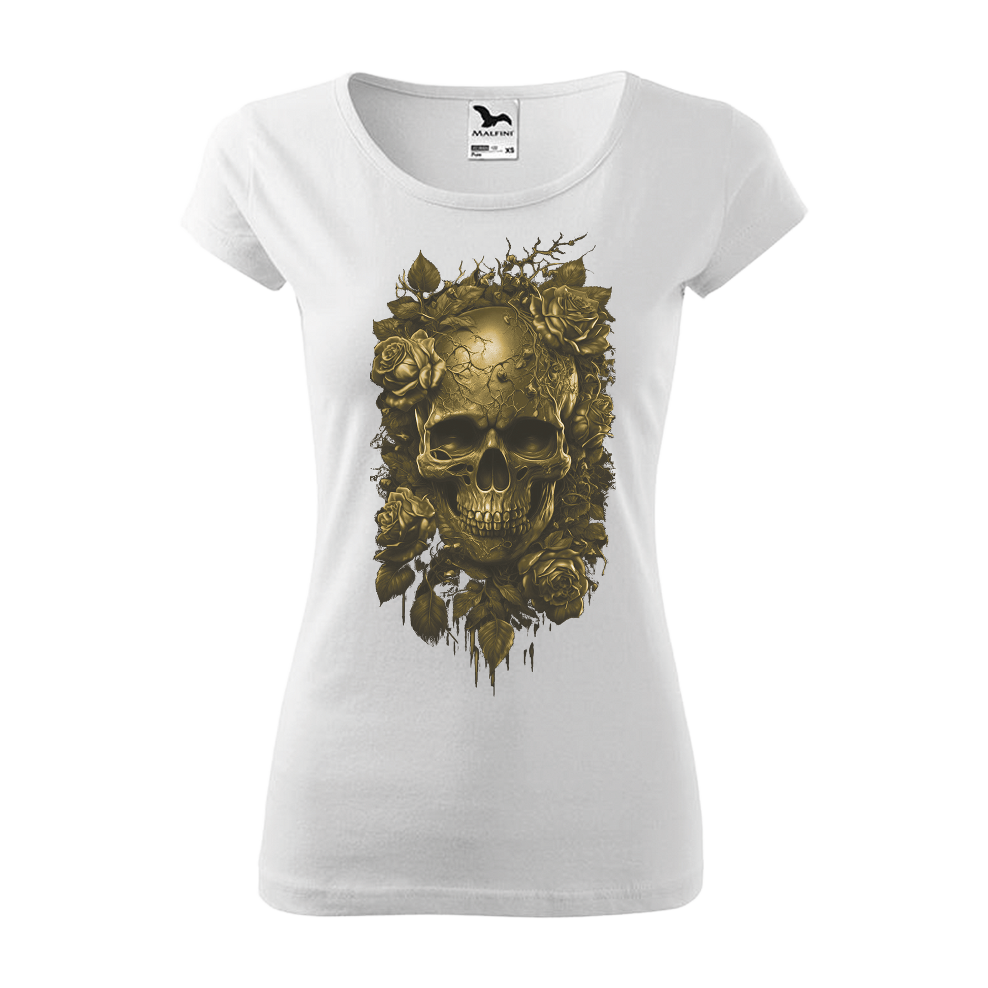 Tee-shirt femme Collection "Tête de mort roses or"