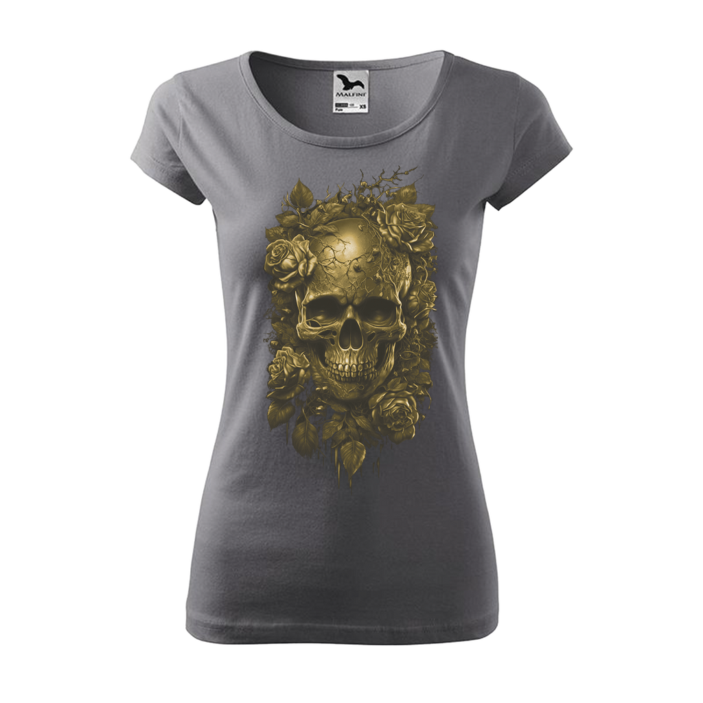 Tee-shirt femme Collection "Tête de mort roses or"