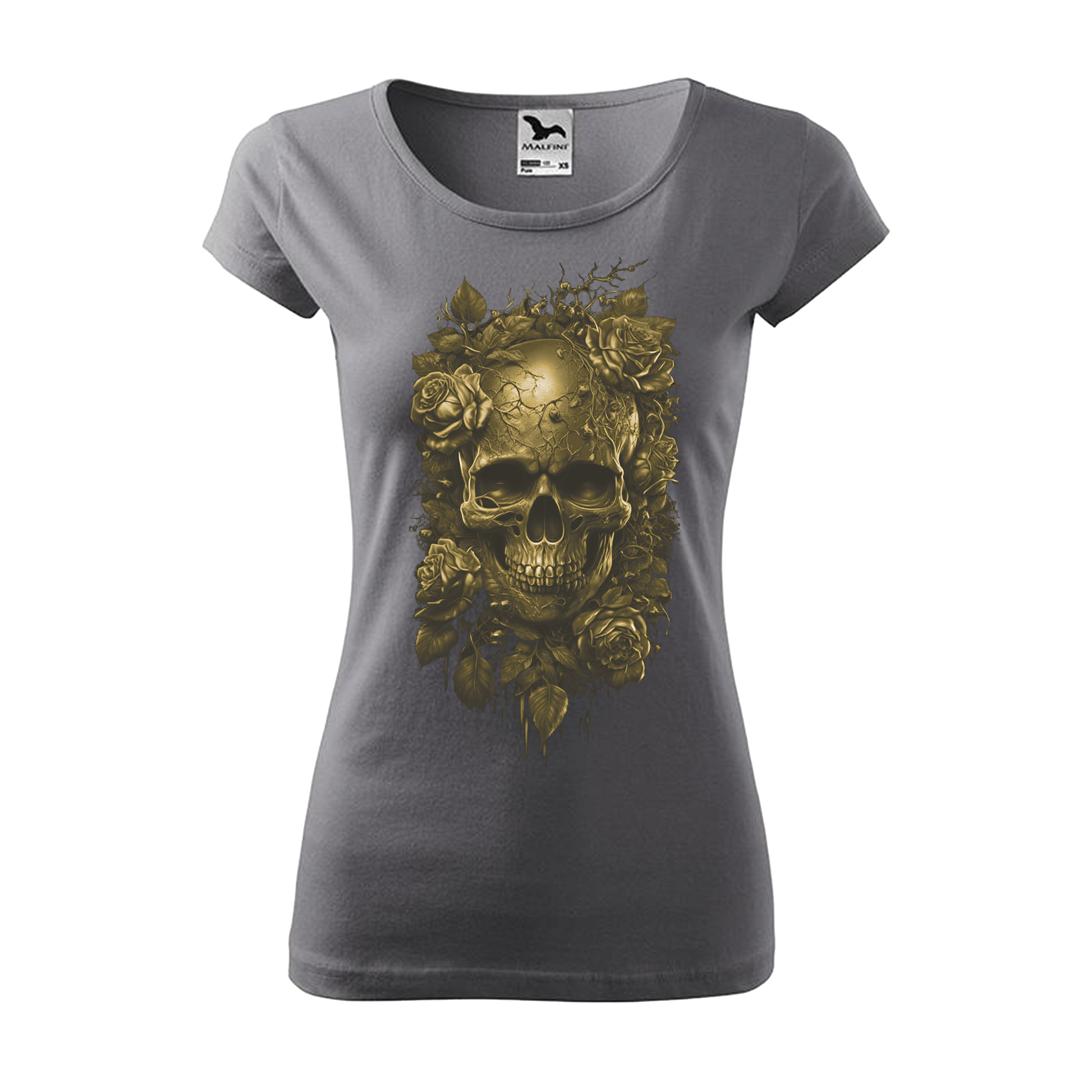 Tee-shirt femme Collection "Tête de mort roses or"