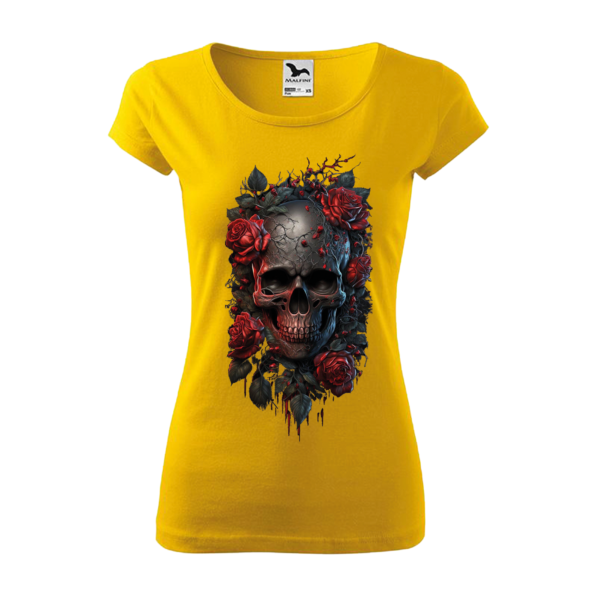 Tee-shirt femme Collection "Tête de mort roses rouges"