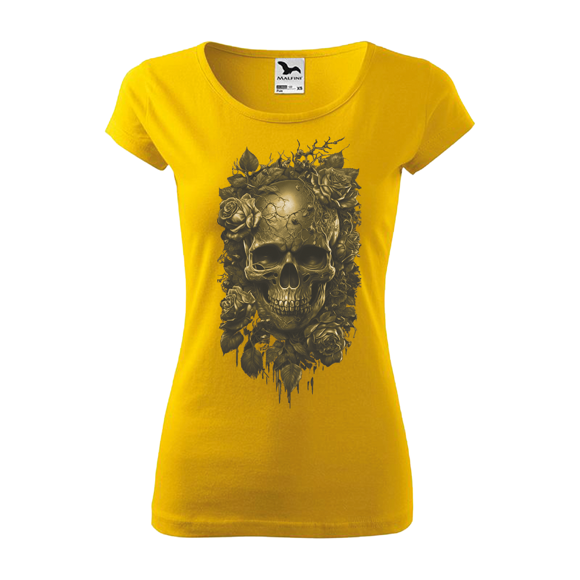 Tee-shirt femme Collection "Tête de mort roses or"