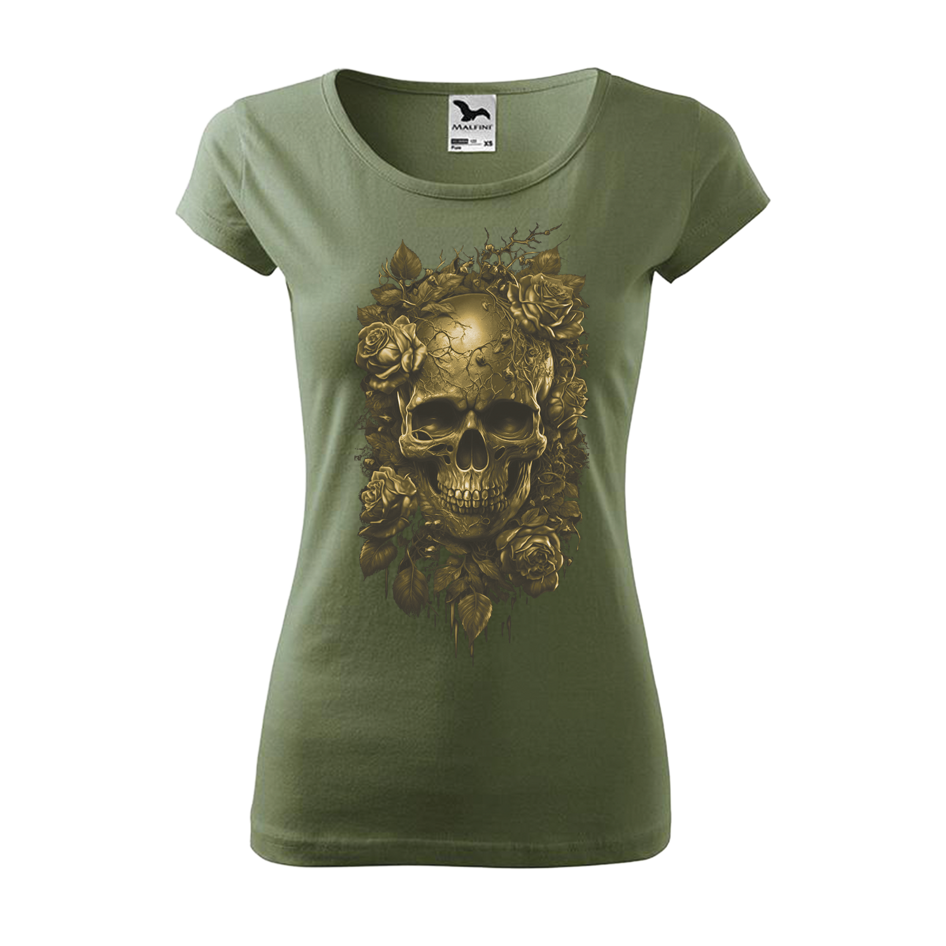 Tee-shirt femme Collection "Tête de mort roses or"