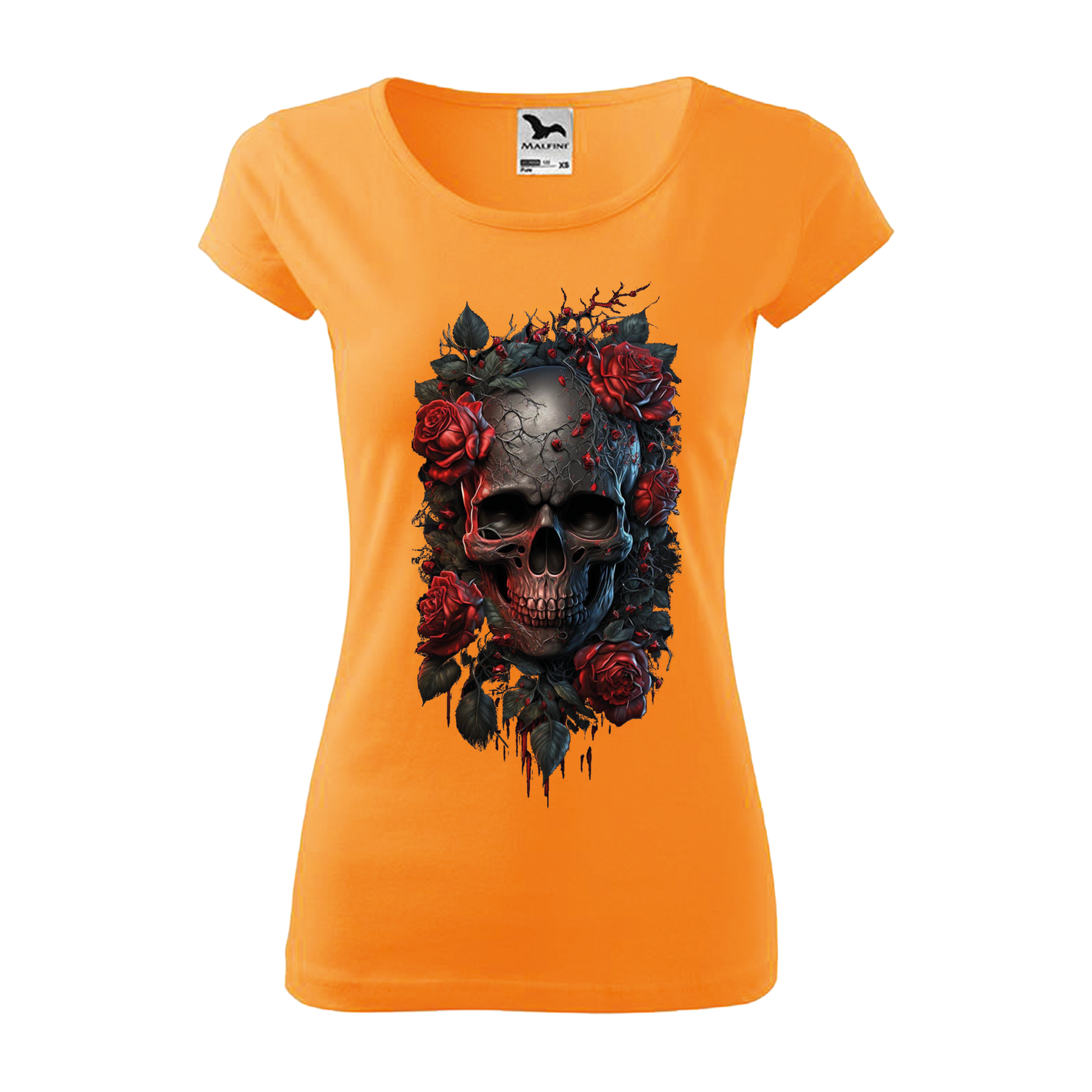 Tee-shirt femme Collection "Tête de mort roses rouges"