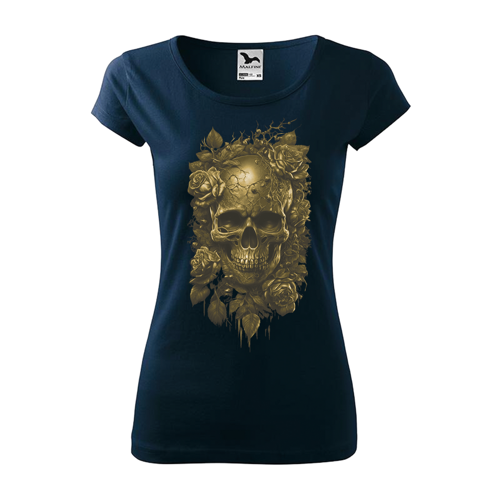 Tee-shirt femme Collection "Tête de mort roses or"