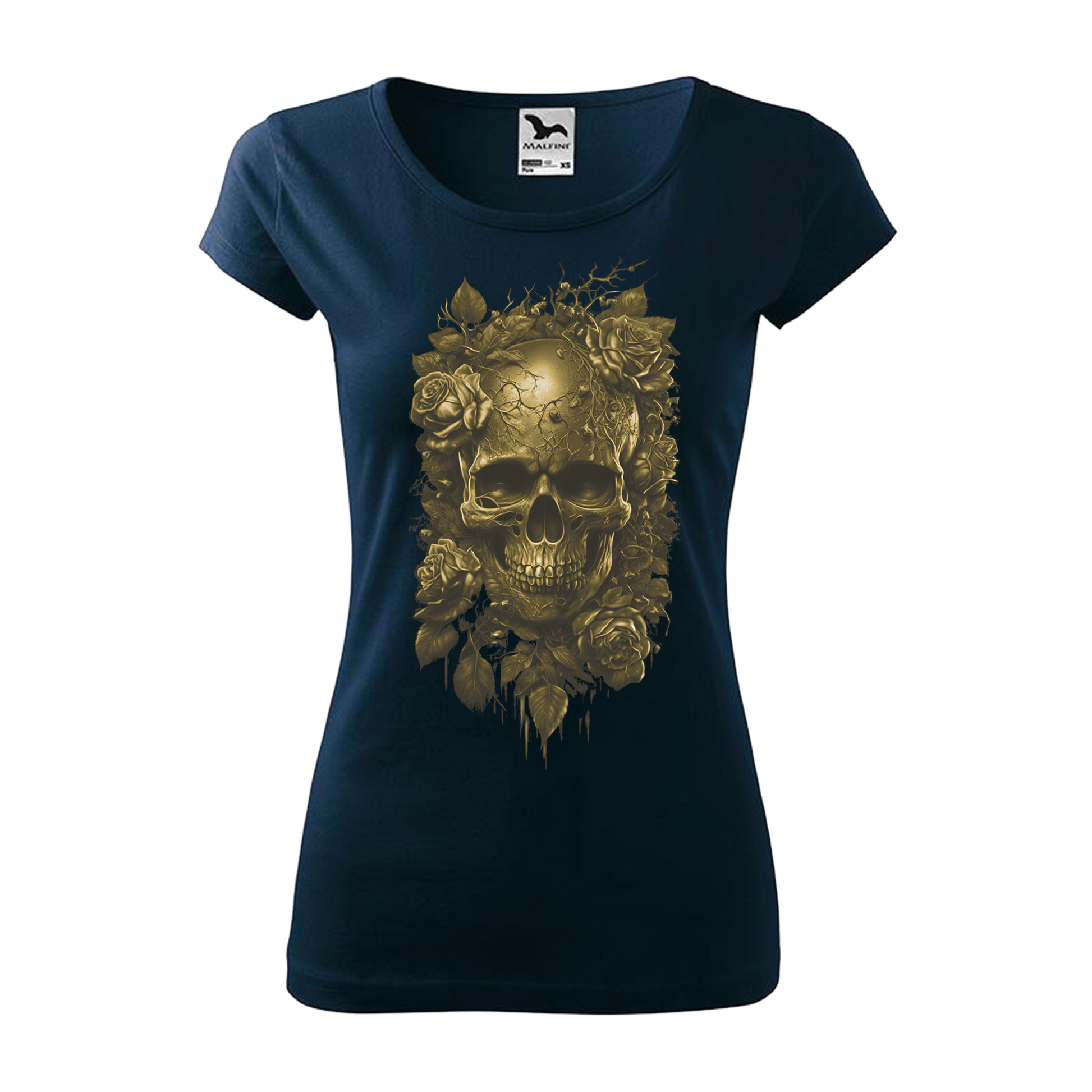 Tee-shirt femme Collection "Tête de mort roses or"