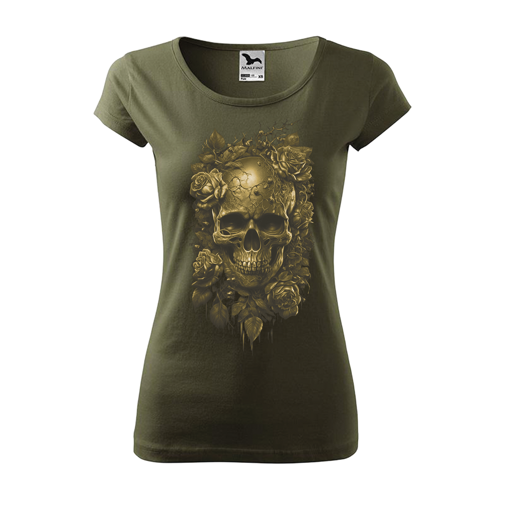 Tee-shirt femme Collection "Tête de mort roses or"