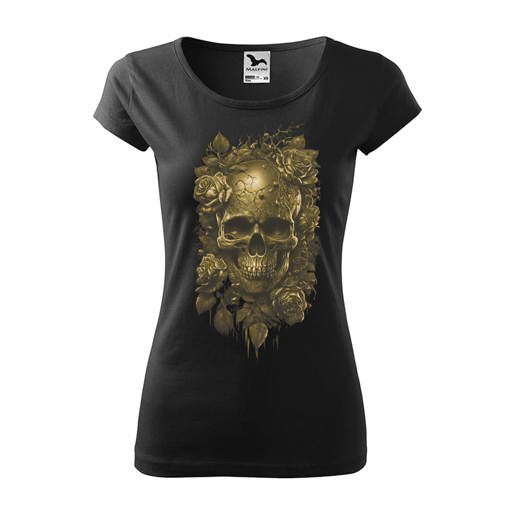 Tee-shirt femme Collection "Tête de mort roses or"