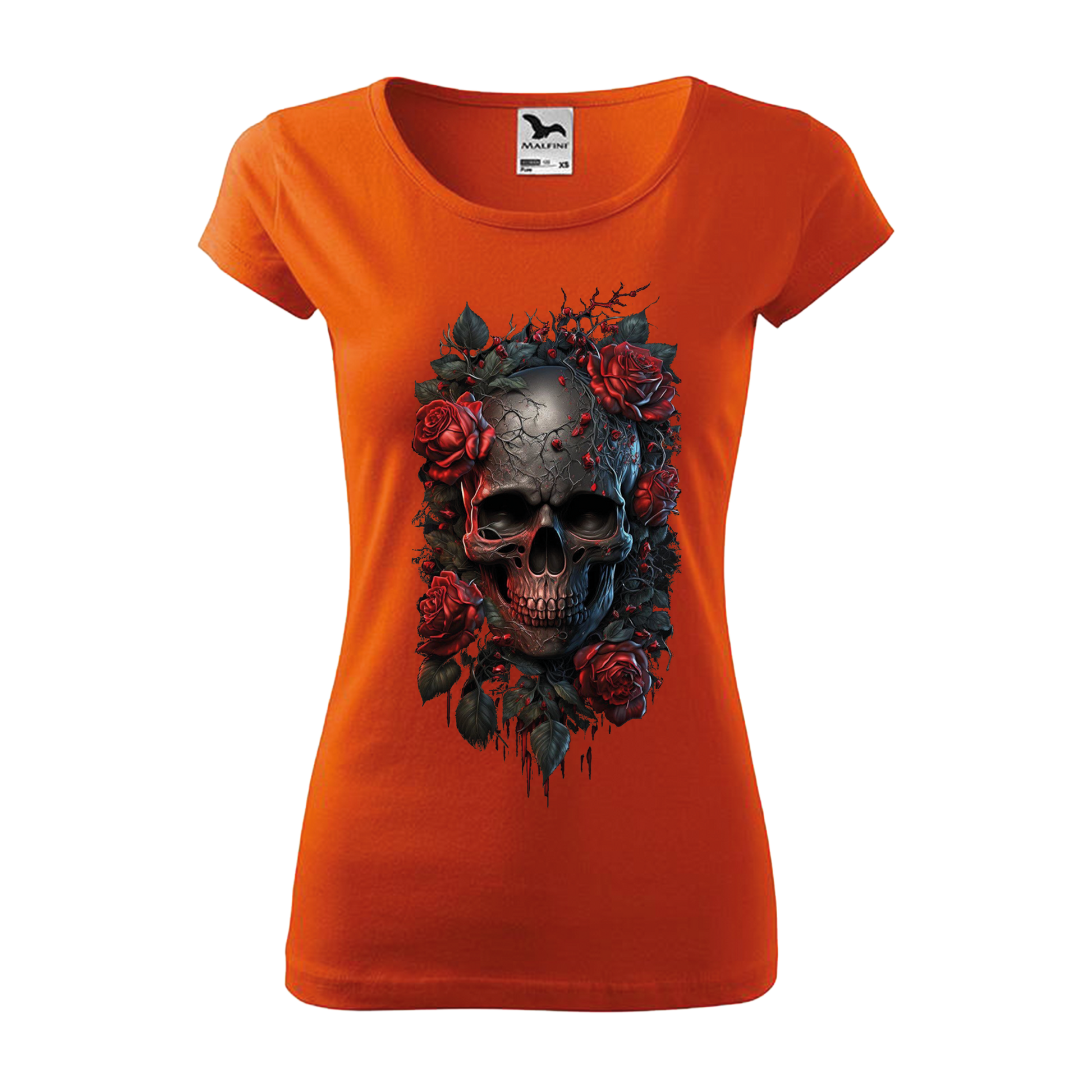 Tee-shirt femme Collection "Tête de mort roses rouges"