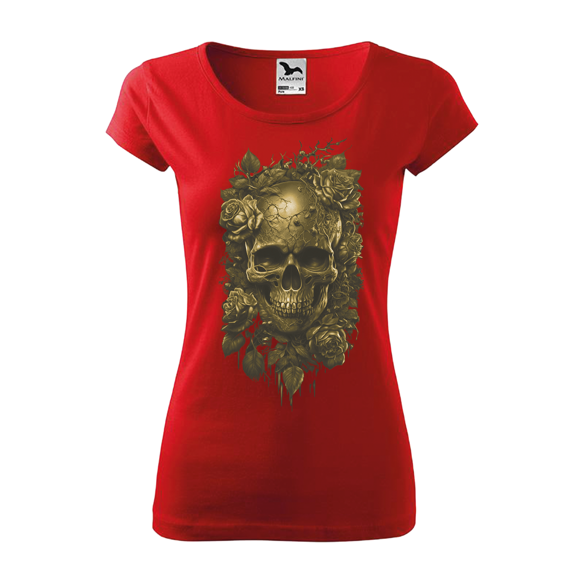 Tee-shirt femme Collection "Tête de mort roses or"