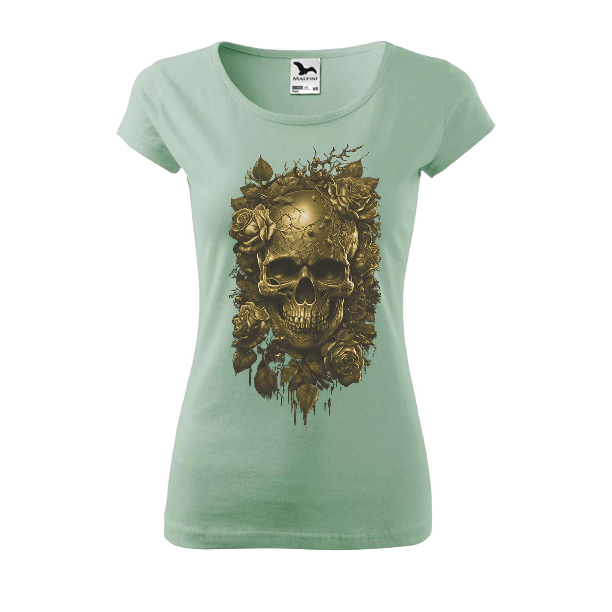 Tee-shirt femme Collection "Tête de mort roses or"